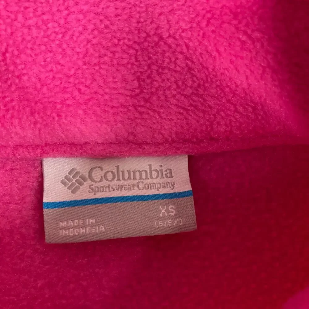 Columbia Full Zip Jacket Girls‎ Size XS Pink Fleece Lightweight Outdoor Casual